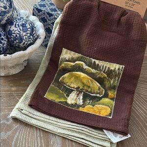 NEW! Bohemian Cottage Wild Mushroom Kitchen Towel Set